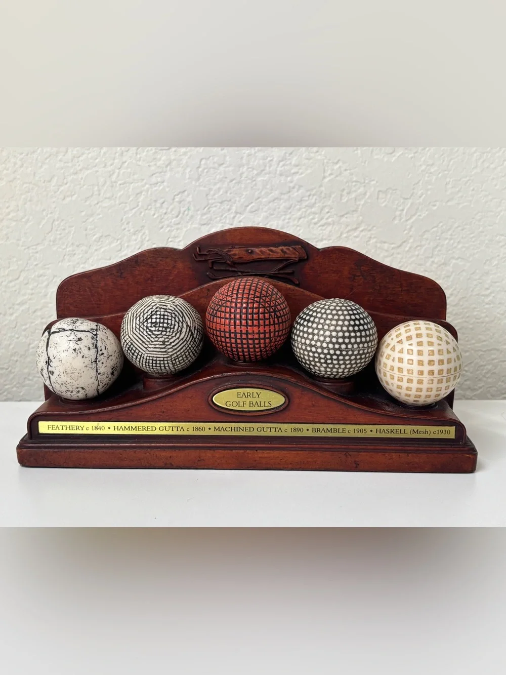 Vintage History of Golf Balls Display Letter Holder/Desk Organizer/ 8